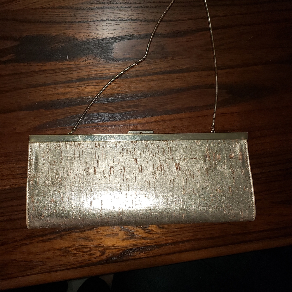 Banana Republic Gold clutch with shoulder chain.